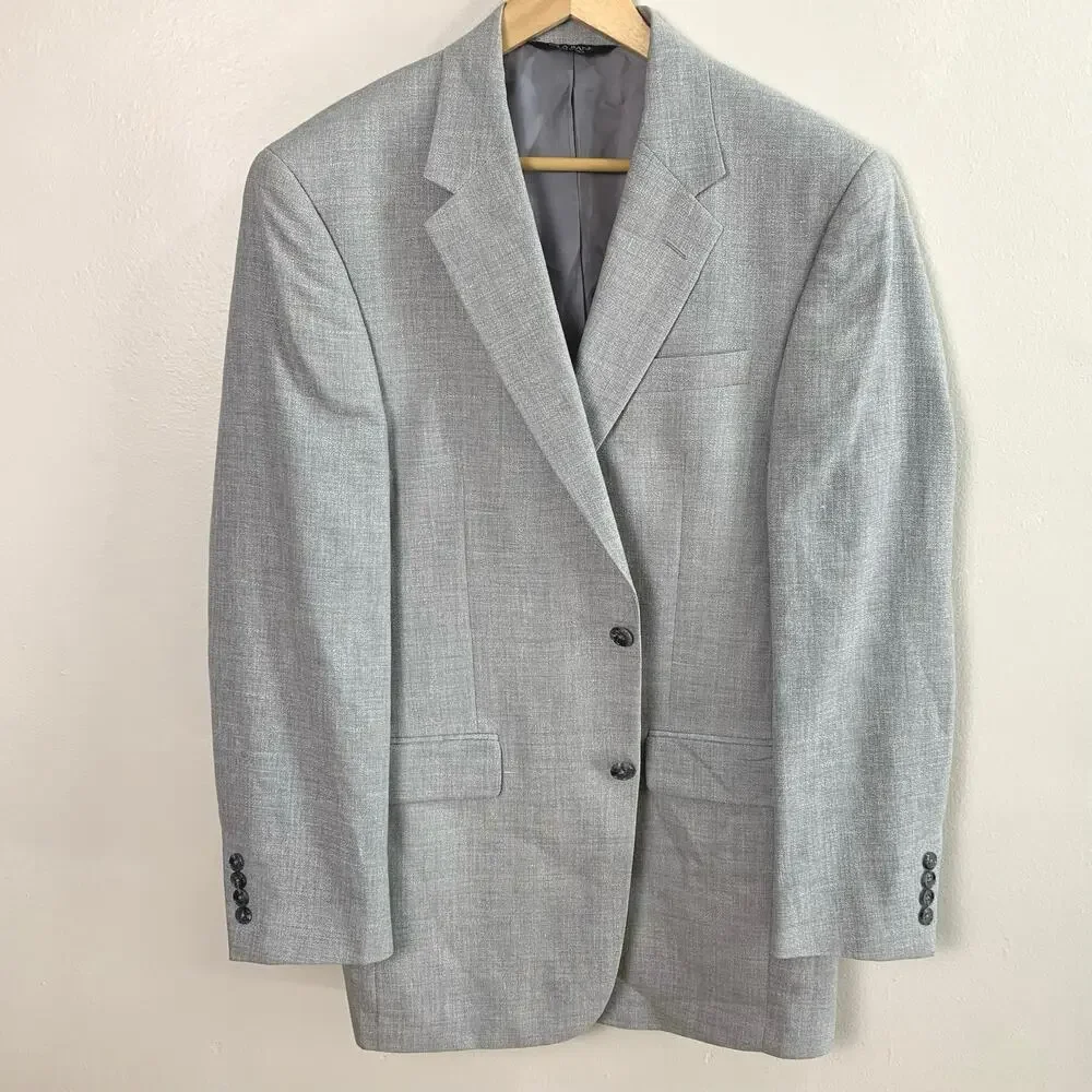 Jos. A. Bank Size 40 L Men's Linen Wool Sport Cost Blazer Jacket Gray Business
